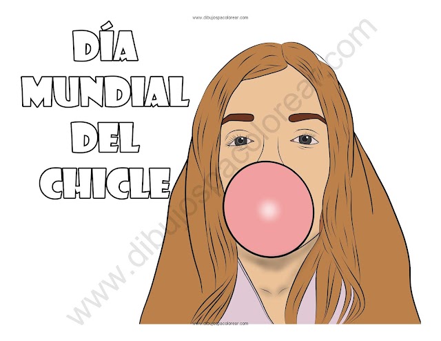 Día mundial del Chicle dibujo a color y para colorear